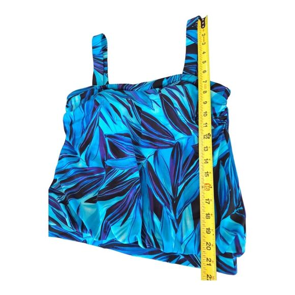 Miraclesuit Tankini Breezy Swim Top Modest Wire Free Vivid Blue Tropical size 10 - Picture 8 of 15